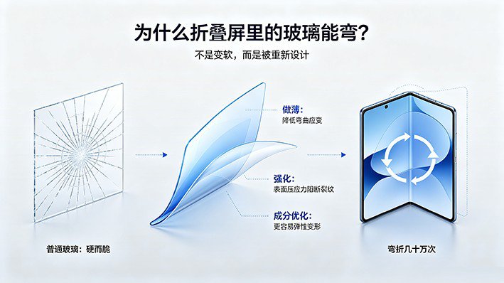 玻璃不是易碎品吗，为什么折叠屏里的玻璃能弯几十万次？